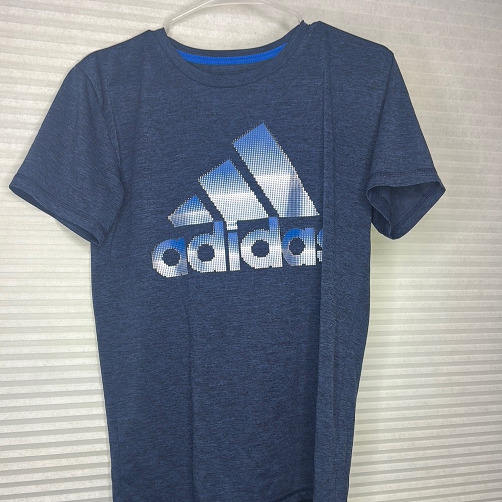 Adidas Blue Short Sleeve Tee with Metallic Logo